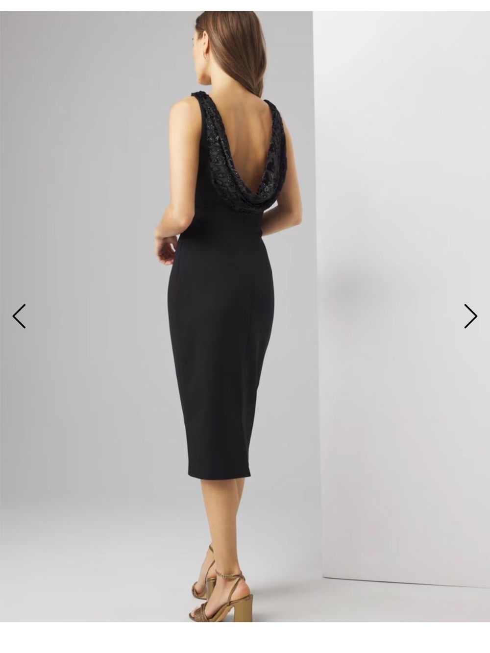 WHBM Sexy Black Burnout Velvet Open Back LBD - size 8, New w/Tags (NWT)